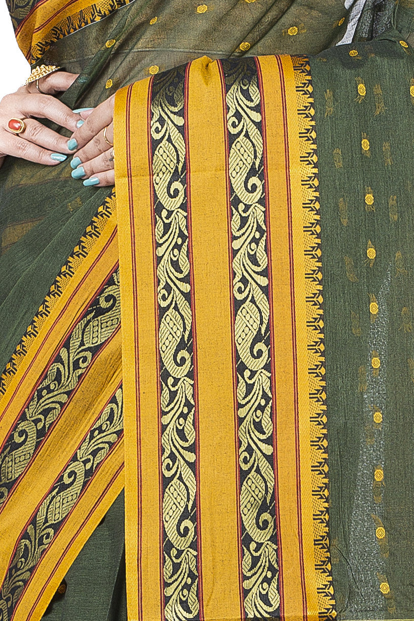 Beige Pure Cotton Alpona Tant Saree (189)